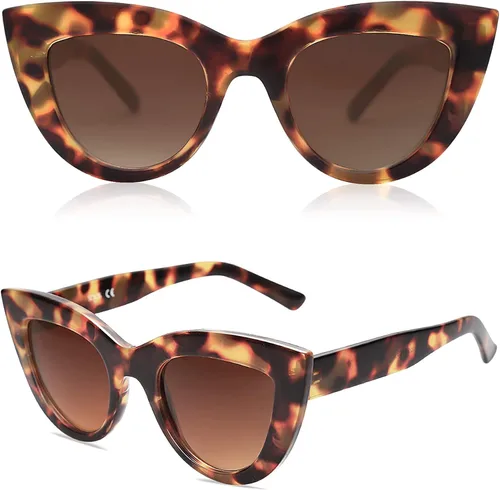 Vista 5 de SOJOS Paquete de 2 lentes de sol retro vintage Cateye para mujer lentes de espejo UV400 SJ2939
