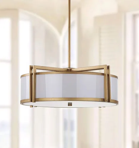 Vista 5 de SAFAVIEH Lighting Collection Orb Antique Gold - Lámpara colgante de tambor de techo ajustable de 21 pulgadas de diámetro (bombillas LED incluidas)