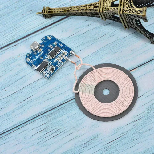 Vista 9 de Wixine 2 unids Qi cargador inalámbrico PCBA placa de circuito con almohadilla de bobina de carga para DIY K9G9