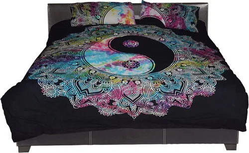 Vista 2 de Vedant Designs Funda de edredón exclusiva Ying Yang Tie Dye Mandala Doona funda de edredón de algodón indio Funda de edredón urbana funda de edredón