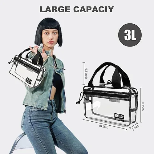 Vista 6 de Rough Enough - Bolso de mano transparente para mujer, para eventos, conciertos, deportes, aficionados, moda, lindo y elegante