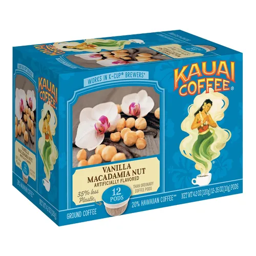 Vista 17 de Kauai Coffee Cápsulas K-Cup para cafeteras Keurig, café arábica, 10% hawaiano, tostado medio, aroma brillante con notas florales, descafeinado, 1