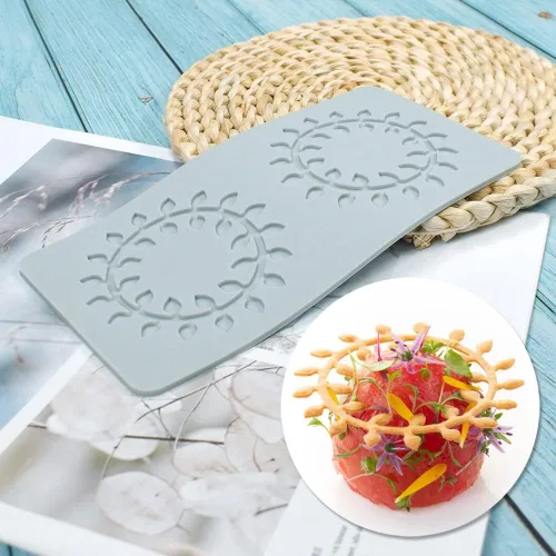 Vista 15 de Molde de encaje de hojas huecas 3D, molde de encaje de silicona con formas de flores de múltiples hojas para decoración de pasteles, tapete