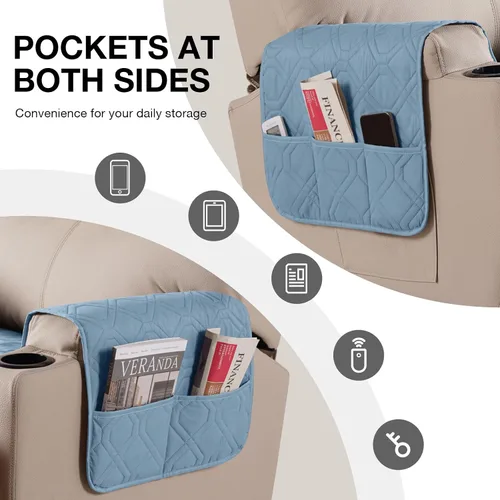 Vista 3 de VANSOFY - Fundas de asiento 100% impermeables para sillas reclinables, color azul, 22 pulgadas Azuree