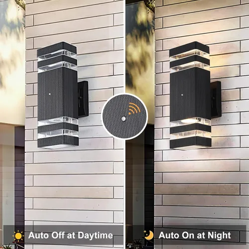 Vista 2 de Iluminación al Aire Libre de Anochecer al Amanecer, Lámpara de Pared para Porche, Lámparas de Pared al Aire Libre para Patio, Impermeable, Lámpara