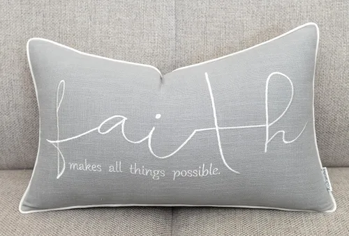 Vista 7 de Rudransha - Funda de almohada lumbar bordada con versículo bíblico de la fe de 12 x 20 pulgadas, regalo cristiano de algodón marfil, decoración