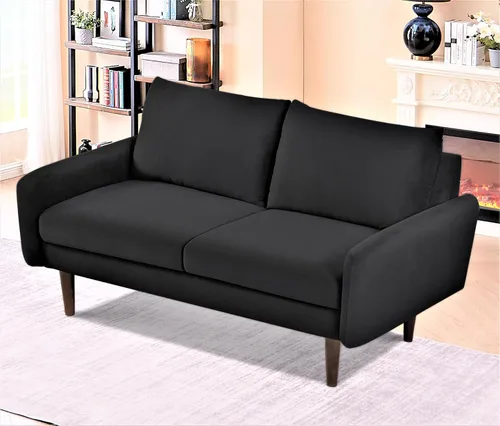 Vista 5 de Container Furniture Direct Kent Sofá biplaza de terciopelo para salas de estar modernas y espacios compactos, cómodo sofá de 2 plazas, muebles