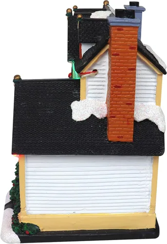 Vista 2 de Casa de Pueblo Navideño con Muñeco de Nieve – Edificio Coleccionable de Aldea Navideña Musical Iluminada con Nieve – Adición Perfecta para tus