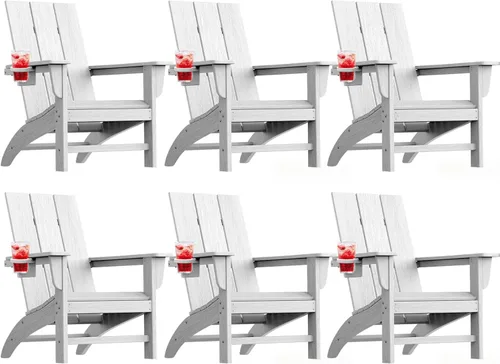 Vista 21 de Silla Adirondack moderna, sillas de patio de plástico HDPE para todo tipo de clima, silla para hoguera, sillas de césped al aire libre para terraza