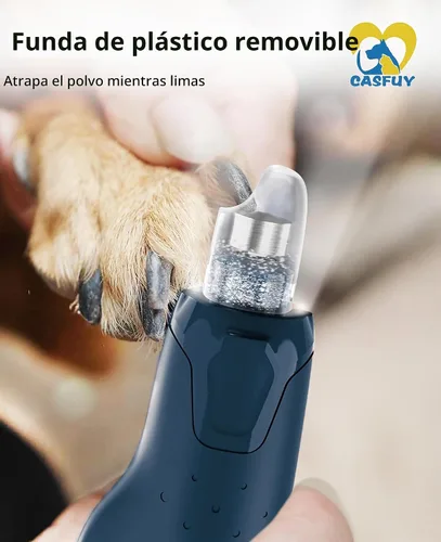 Vista 6 de Casfuy Molinillo de uñas para perro silencioso - (45db) Pulidora de uñas para mascotas de 6 velocidades con 2 luces LED para perros/gatos grandes
