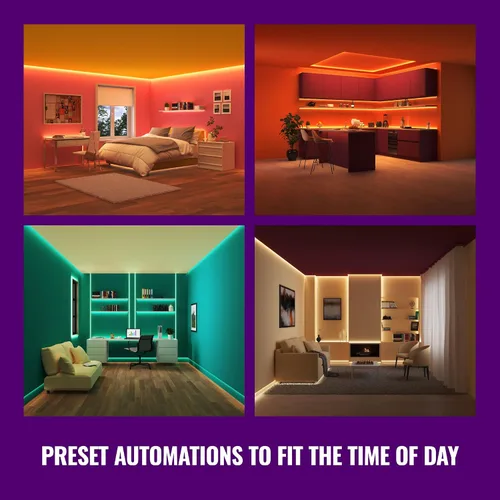 Vista 3 de Tira de luz inteligente WiZ Connected, Automatización de puesta de sol/amanecer, Modos preestablecidos, Control con voz o aplicación, Iluminación