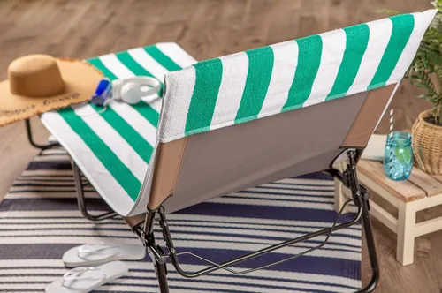 Vista 4 de DII - Toalla para camastro de playa con dobles para ajustarse a la cabecera Verde esmeralda