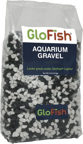 Vista 11 de GloFish Grava para acuario, grava para pecera, negra con detalles fluorescentes, complementa GloFish Tanks, bolsa de 5 libras Negro con reflejos