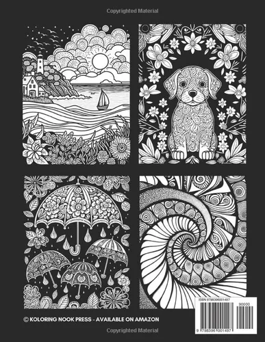 Vista 2 de Adult Coloring Book 75+ Relaxing Black Background Pages of Flowers, Animals, Nature, Patterns, Landscapes Coloring Book for Adults, Women, Men