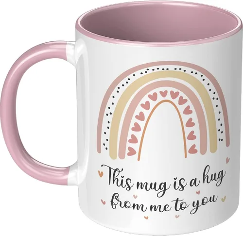 Vista 6 de Taza de regalo para mejor amiga, hermana, mamá, papá, esta taza es un abrazo de mí a ti, abrazo en una taza, Thinking Of You, taza novedosa