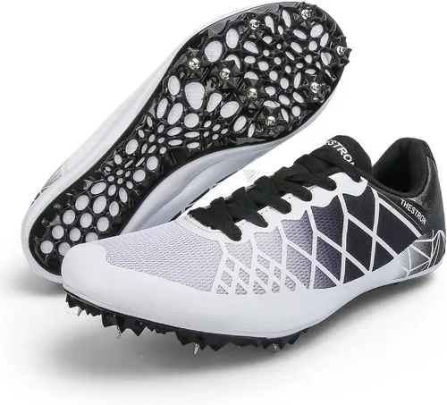 Vista 8 de Tenis de correr para hombre y mujer con Spikes Athletics Racing Track and Field Negro Gris