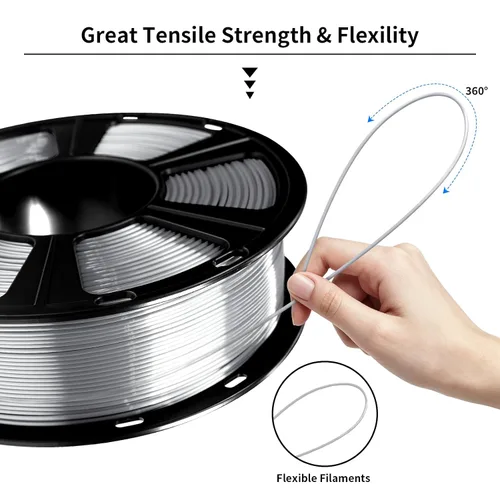Vista 6 de GEEETECH Filamento PLA de seda plateado de 0.069 libras, filamento de seda brillante para impresora 3D, carrete de 2.2 libras, precisión dimensional