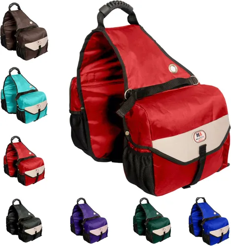 Vista 11 de Bolsa de sillín Majestic Ally para caballos - Bolsa de sillín acolchada, reflectante, impermeable y aislada de nylon con bolsillos y portabotellas