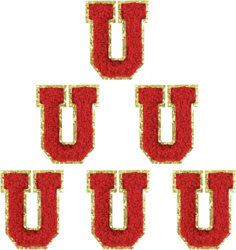 Vista 16 de 6 parches de letras de felpilla autoadhesivas de 2 pulgadas, parches de letras universitarias de la A a la Z, parche de reparación bordado