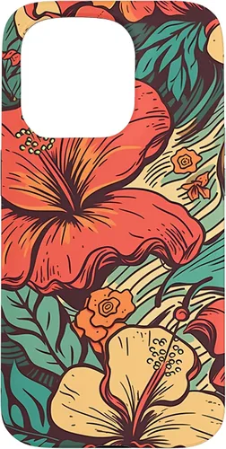 Vista 14 de iPhone 16 Vintage Hawaii Hibiscus Pattern Retro Tropical Hawaiian Case