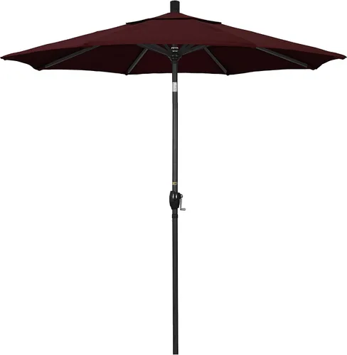 Vista 7 de California Umbrella Sombrilla redonda de aluminio de 7.5 pies, manivela para elevación, botón de inclinación, poste negro, azul marino Pacífica