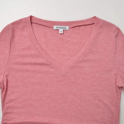 Vista 3 de GINKANA Camisa de maternidad de manga larga básica Top Ruch Lados Botones Camiseta para embarazadas