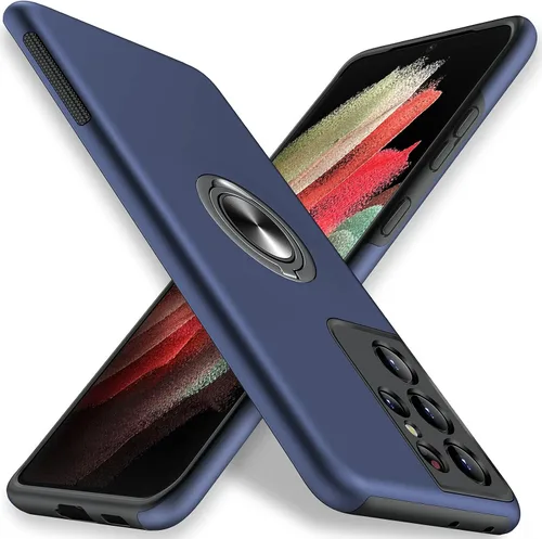 Vista 10 de JAME Funda para Samsung Galaxy S21 Ultra, Protector Delgado y Suave con Parachoques para Samsung S21 Ultra, con Soporte de Anillo Invisible y Atril
