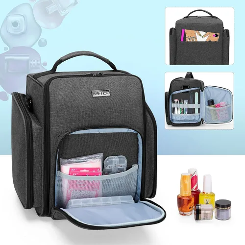 Vista 3 de Organizador de esmalte de uñas con capacidad para 72 botellas (15 ml. - 0.5 onzas líquidas), Negro Estuche grande para esmalte de uñas con 3