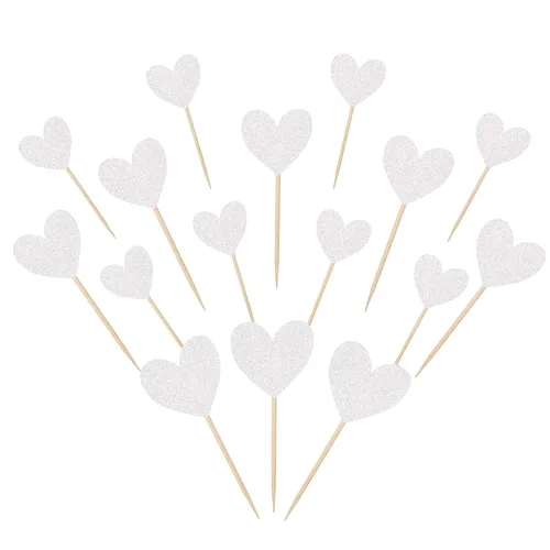 Vista 8 de 30 piezas de decoración para cupcakes con diseño de corazón con purpurina para cupcakes, despedida de soltera, boda, compromiso, decoración de Negro