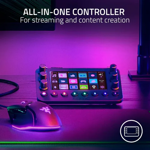 Vista 2 de Razer Controlador de transmisión teclado todo en uno para transmisión 12 teclas de conmutación háptica 6 diales analógicos táctiles 8 botones