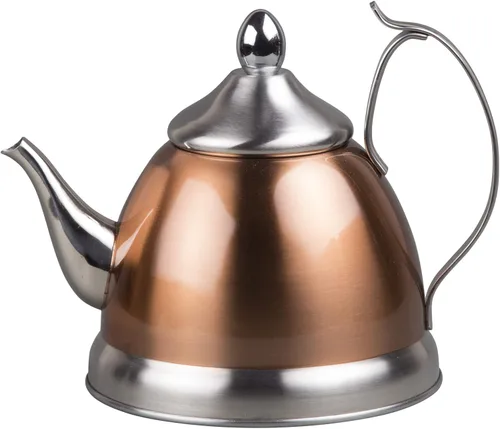 Vista 11 de Creative Home Nobili-Tea - Tetera de acero inoxidable de 1.0 cuartos de galón con cesta infusora y parte inferior de aluminio capsulado para una