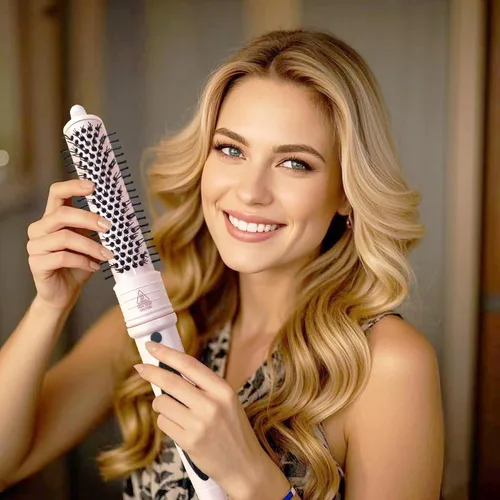 Vista 6 de ANGENIL Cepillo térmico para el cabello, peine térmico para el cabello para mujeres, voluminizador y alisador de 1.5 pulgadas, rizador de cerámica