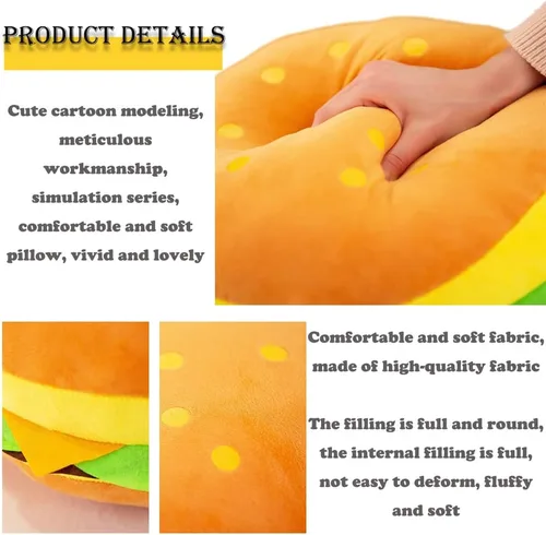 Vista 3 de Almohada de hamburguesa con queso de felpa de 11.8 pulgadas Juguete, regalos para niños