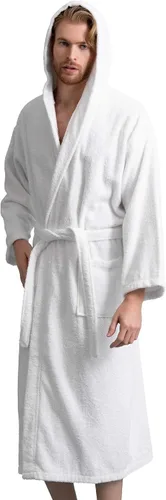 Vista 2 de Bata de baño con capucha para hombre, tela de algodón turco de primera calidad, cómoda, absorbente
