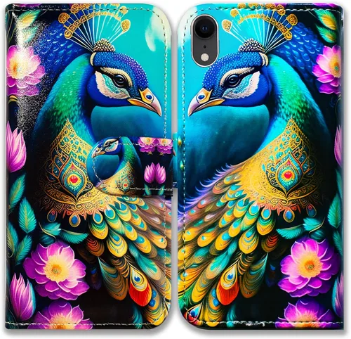Vista 13 de Bcov Funda para iPhone XR, funda de piel con tapa y función atril para iPhone XR