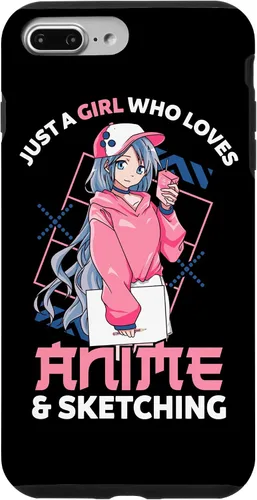 Vista 12 de Funda para iPhone 12, diseño de anime con texto en inglés Just A Girl Who Loves Anime and Sketching