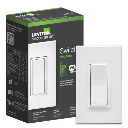 Vista 8 de Leviton Decora Smart regulador de intensidad, Wi-Fi 2ª generación, requiere cable neutro, funciona con Matter, My Leviton, Alexa, Asistente