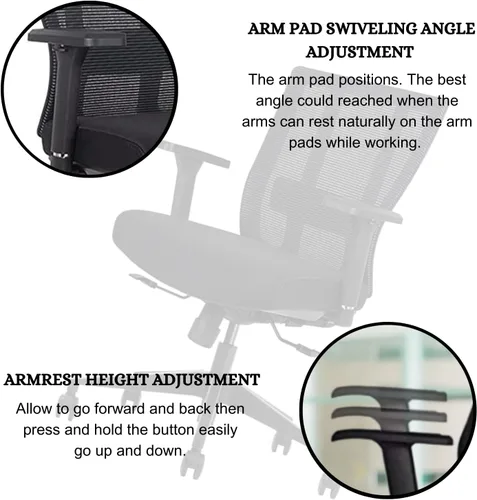 Vista 7 de Bitchair - Silla ergonómica de malla para sala de conferencias, silla de escritorio para computadora con brazos ajustables en altura, silla