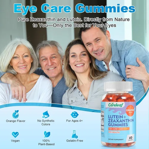 Vista 4 de Suplementos veganos de luteína y zeaxantina, luteína para ojos con zeaxantina y vitamina A, gomitas de luteína para alivio de ojos secos y visión