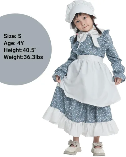 Vista 2 de Nuoqi Vestidos pioneros para niñas, disfraz colonial de Laura Ingalls Wilder