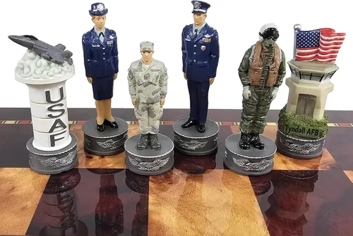 Vista 8 de US Military - Juego de ajedrez de 16 piezas para hombre, marines de la Fuerza Aérea de la Armada del Ejército - Junta separ
