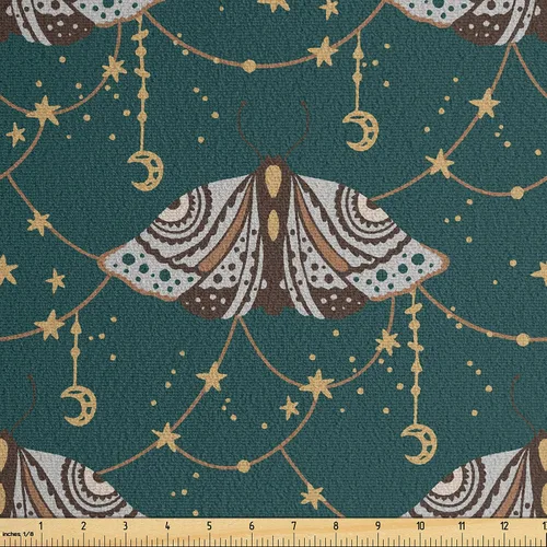 Vista 43 de Ambesonne The Yard, tela de gamuza sintética tradicional americana por The Yard, Garden Feel Moths Bellotas Hojas Magic Forest Concept Art