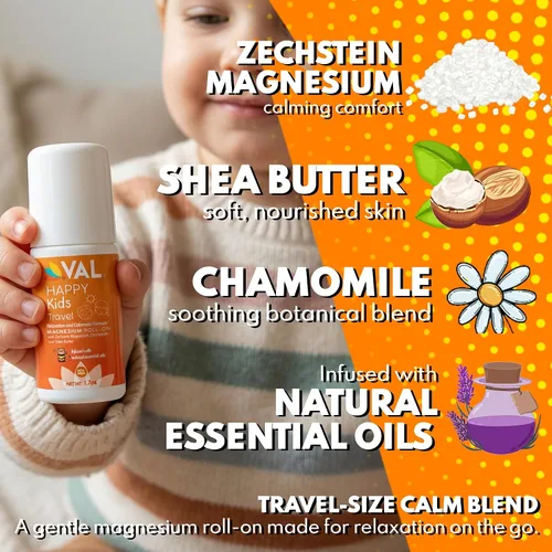 Vista 5 de VAL Happy Kids Travel - Roll-On de magnesio (1.7 oz)