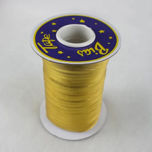 Vista 4 de Cinta de bies metálica de 0.591 in de un solo pliegue para coser 100% poliéster color sólido (dorado)