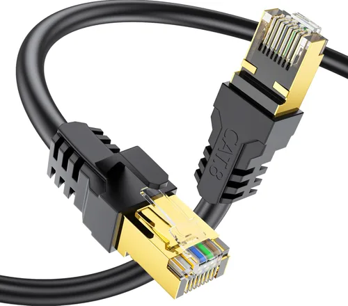 Vista 6 de Cable Ethernet Cat 8 de 3 pies, 6 pies, 10 pies, 20 pies, 40 pies, 50 pies, 100 pies, 150 pies, 40 pies, 40 Gbps, 2000 Mhz, 26 AWG, conector RJ45