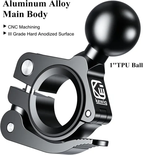 Vista 2 de BRCOVAN Soporte de abrazadera para manillar con bola de TPU de 1 pulgada compatible con soportes RAM, riel de ajuste de brazo de doble zócalo de 0.5
