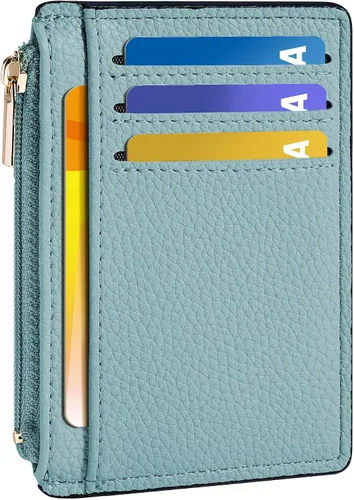Vista 24 de Tipmile Tarjetero compacto para tarjetas de crédito con ventana de identificación para mujer, delgada y minimalista, bolsillo frontal, cartera