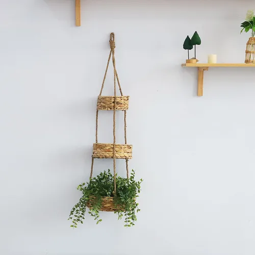 Vista 7 de KINGWILLOW - Cesta colgante de frutas de 3 niveles, soporte para plantas