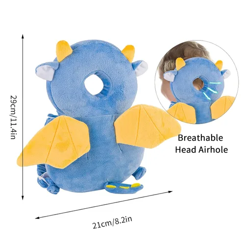 Vista 6 de Mochila Protectora de Cabeza para Bebé, Protector de Cabeza para Niños Pequeños, Mochila Protectora para Cabeza de Niños Pequeños con Acolchado Azul