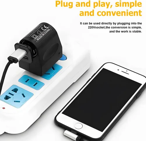 Vista 3 de Convertidor universal de adaptador de encendedor de cigarrillos de CA a CC para automóvil, DC 12V 500mA fuente de alimentación de vehículo enchufe
